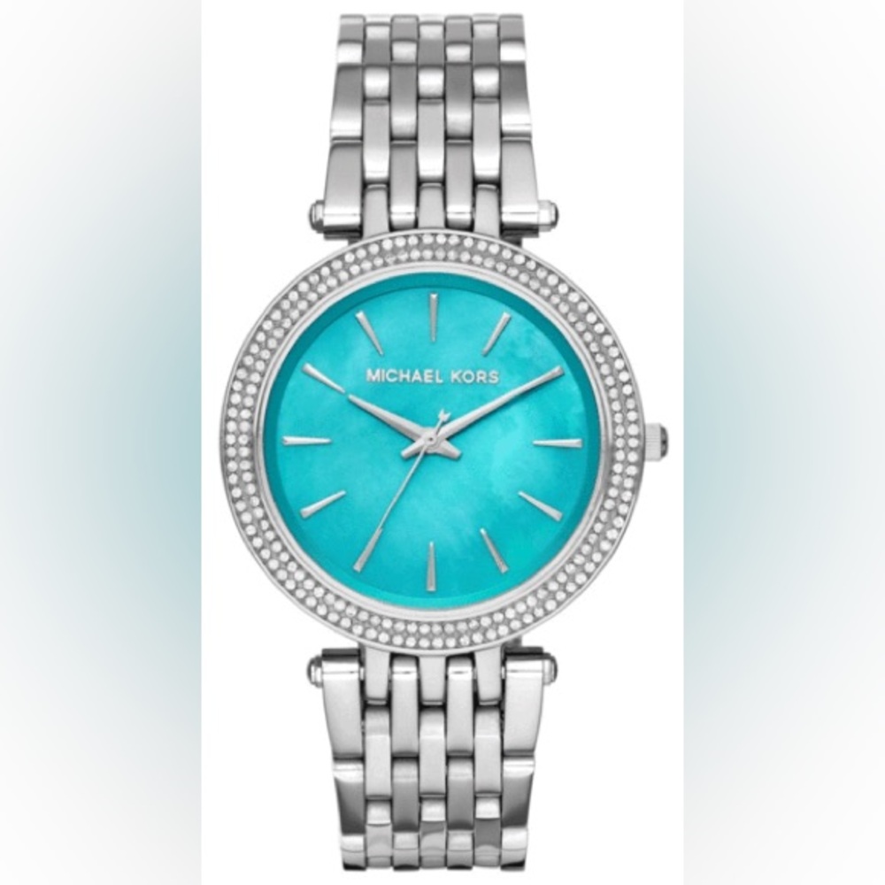 Michael Kors Silver Watch with Blue Dial mk3515
